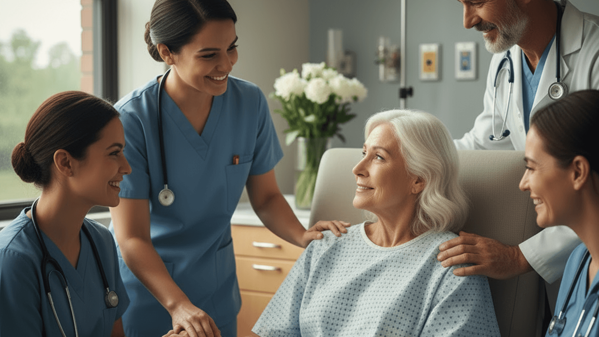 Healthcare team with patient